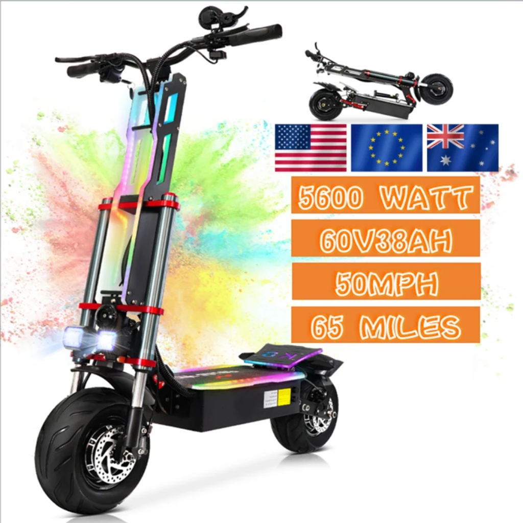 

USA electric scooter 6000W dual electric motor 60V 38AH powerful battery long range 120km 12" large-wheel off-road scooter