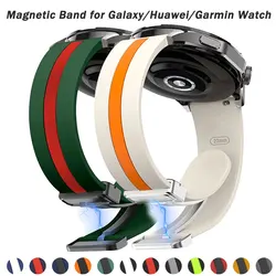 Magnetic D Buckle Band for Huawei GT4 3 GT2 pro 20mm 22mm Silicone strap for Samsung Galaxy Watch 6 5 4 for Garmin Vivoactive 4s