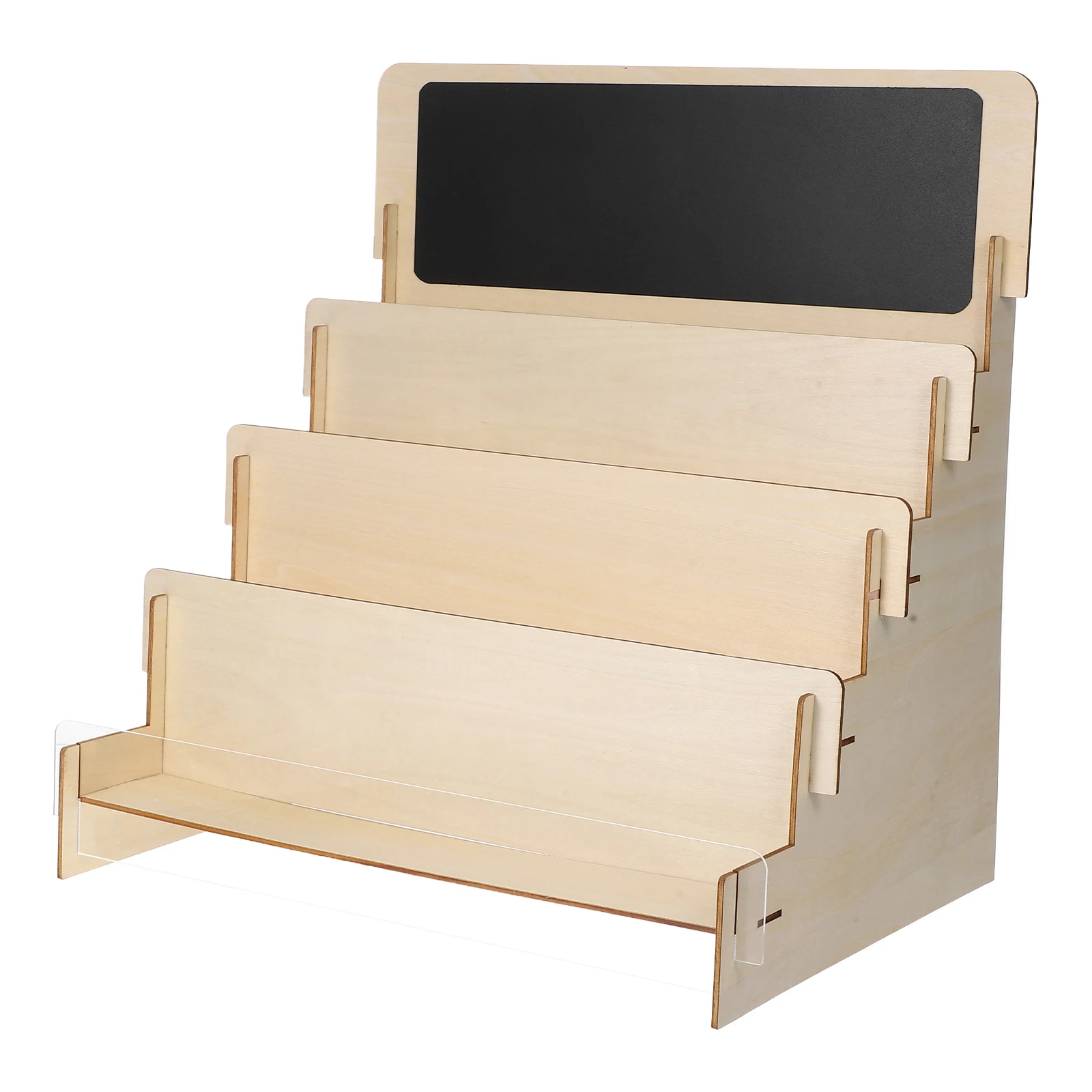 

Wood Card Display Stand Storage Rack Photo Shelf Vendors Business Holder Four Tier Greeting Postcards Organizer Chalkboard