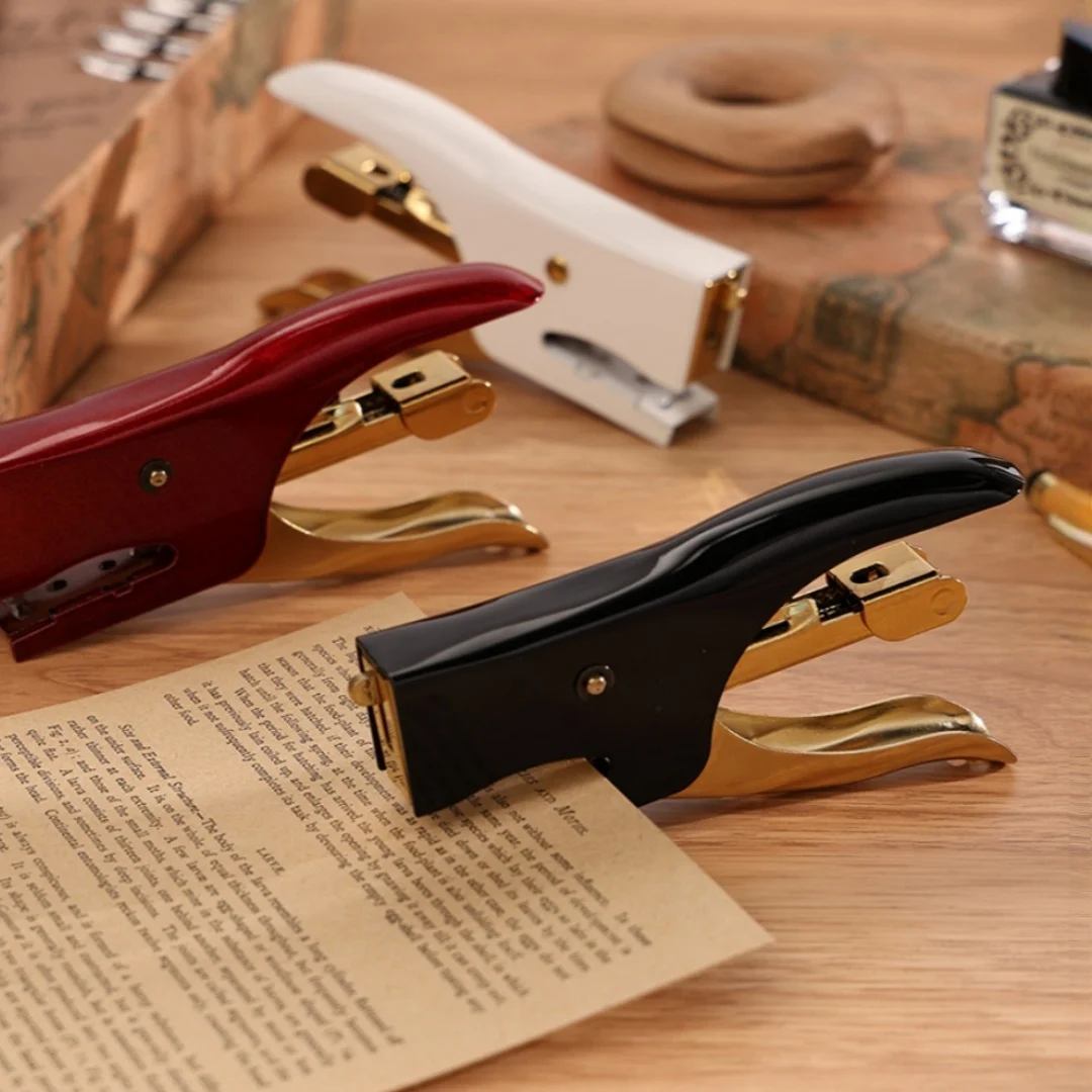 1pc metal handheld stapler, portable multi-functional paper binding supplies, office and school supplies, binding tools