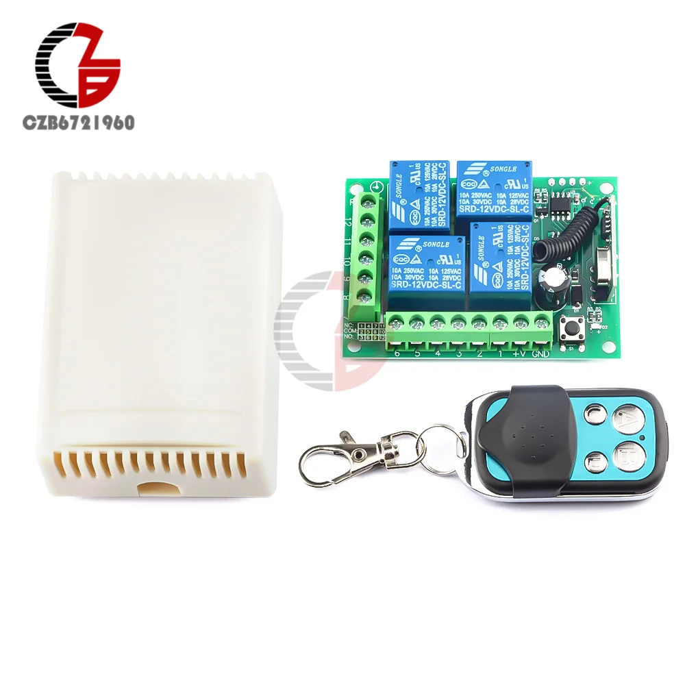 315MHz 433MHz DC 12V 4CH 2 Channel Wireless RF Remote Control Switch Transmitter+ Receiver Relay Switch Module For Gate Garage