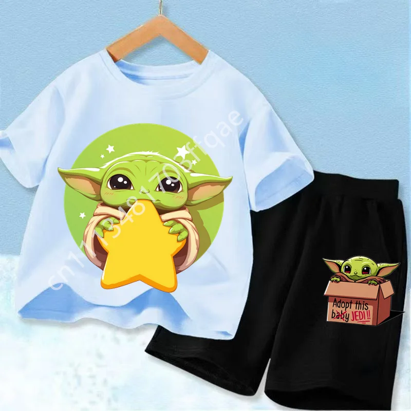 New Star Wars Yoda Baby Yoda Print Kids T Shirt Set Casual Short Sleeve Tee Boys Girls Toddler 2026 Summer Top - view 5