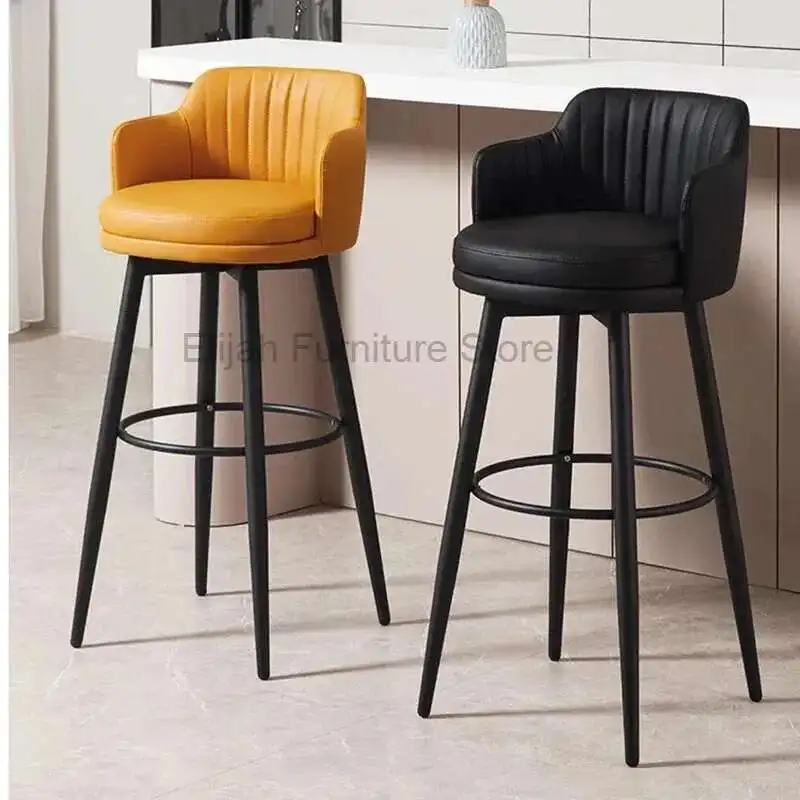 

Bar Counter Chairs Home Rotating High Legged Stools Island Dining Chairs Hotel Front Desk Backrests Bar Chairs Furniture