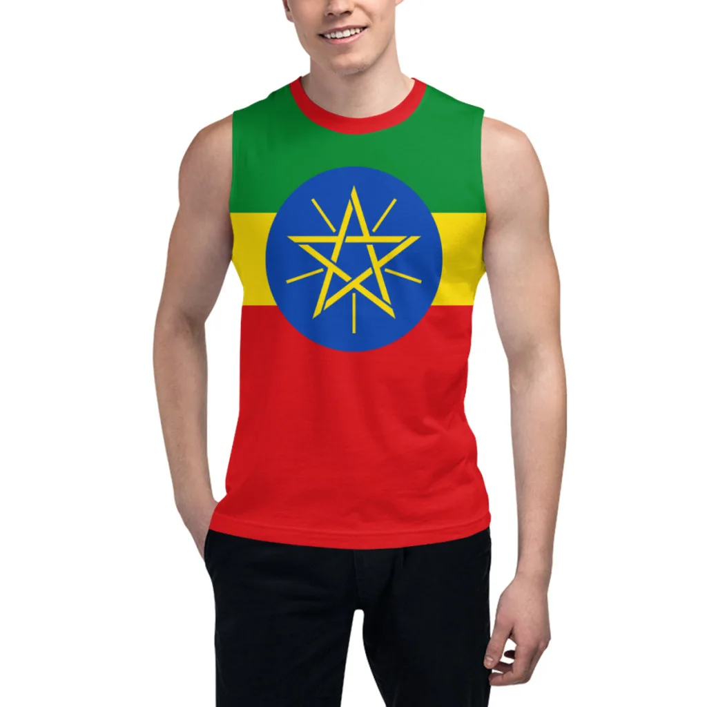 Sleeveless T-shirt Ethiopia Flag 3D Men's Boys Tshirt Gyms Tank Tops Fitness Joggers Basketball Training Vest