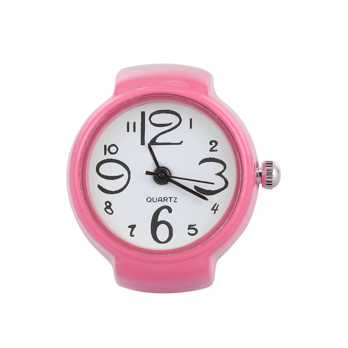 1 pçs relógio em forma de anel de dedo rosa quartzo mini relógio elástico moda unisex elegante acessório novidade presente viagem casamento