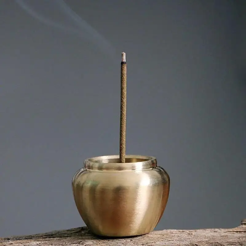 2Pcs Creative 3 Holes Multifunction Incense Stick Holder Round Copper Burner for Sandalwood Home Decoration