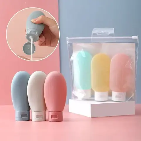 Refillable Bottle 60ml Soft Silicone Lotion Container Squeeze Tube Empty Bottle Portable Travel Essentials Shampoo Bottles