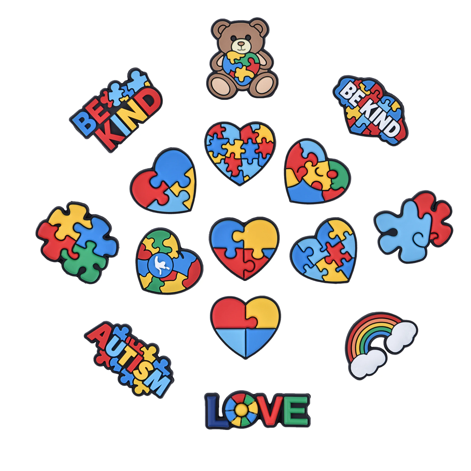 Autism Shoe Charms Rainbow Shoe Decorations for Girl Boys Men Women Bracelets Wristband Sandals Clog Accessories Party Favor