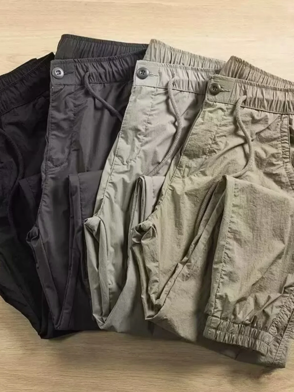 

Легкие мужские повседневные рабочие брюки Qui Dry, прямые брюки свободного покроя, прочные брюки с манжетами, молодежные весенне-летние модные