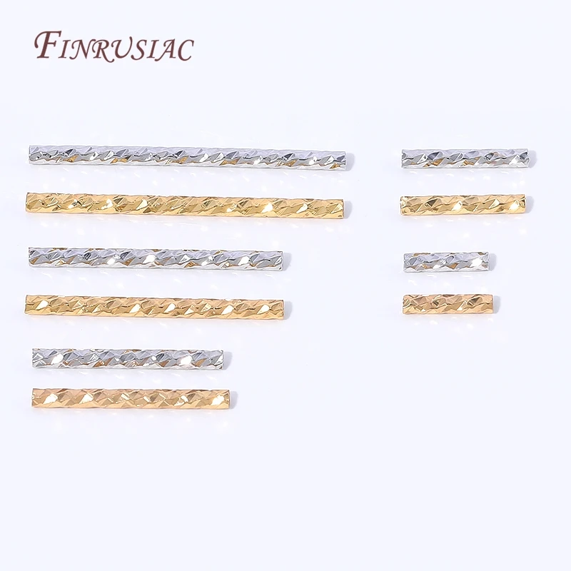 18K Gold Plated Diamond Cut Tube Spacer Beads,Hollow Straight Tube Beads,DIY Jewelry Making Accessories For Necklaces Bracelets