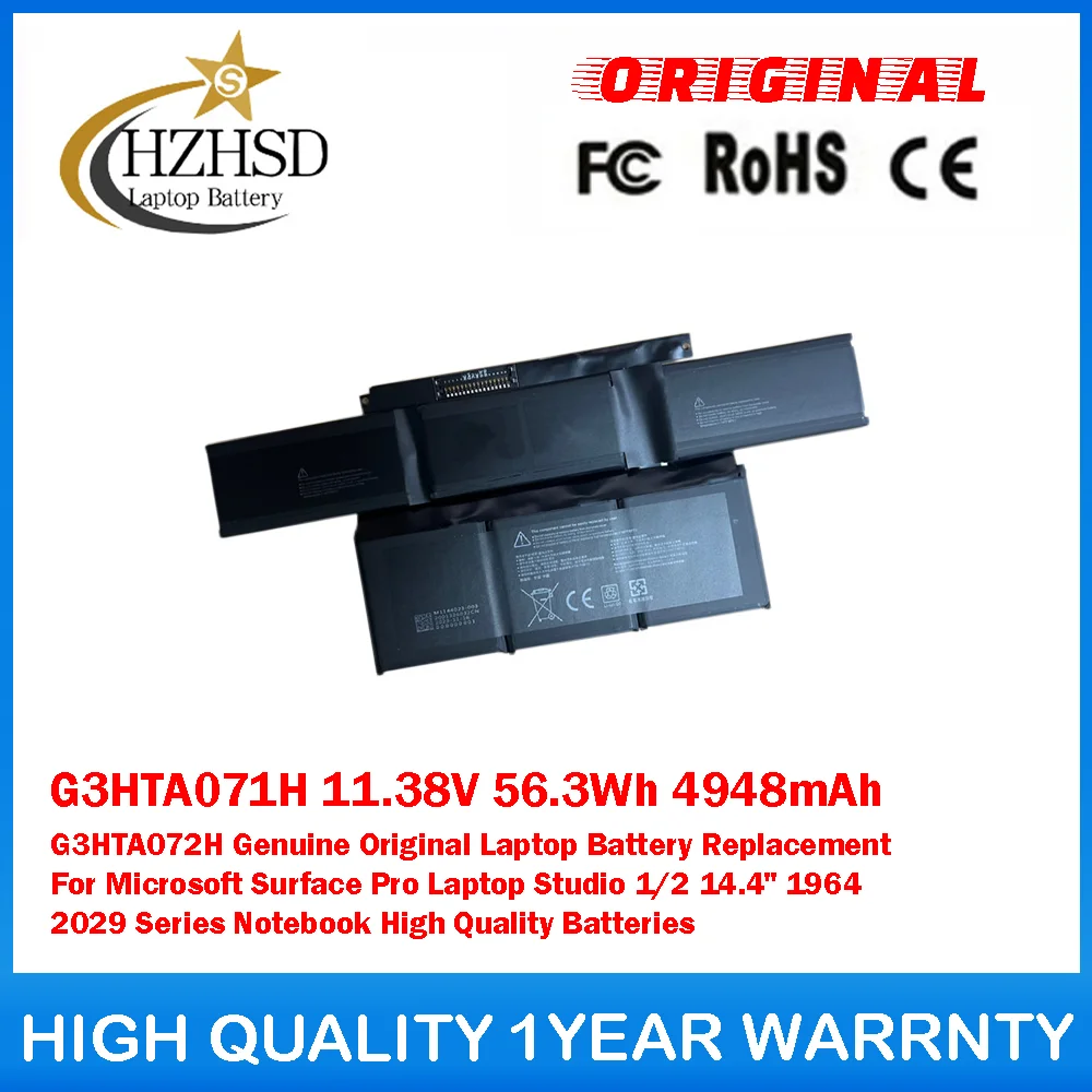 

G3HTA071H 11.38V 56.3Wh 4948mAh G3HTA072H Genuine Original Laptop Battery For Microsoft Surface Pro Laptop Studio 1/2 14.4" 1964