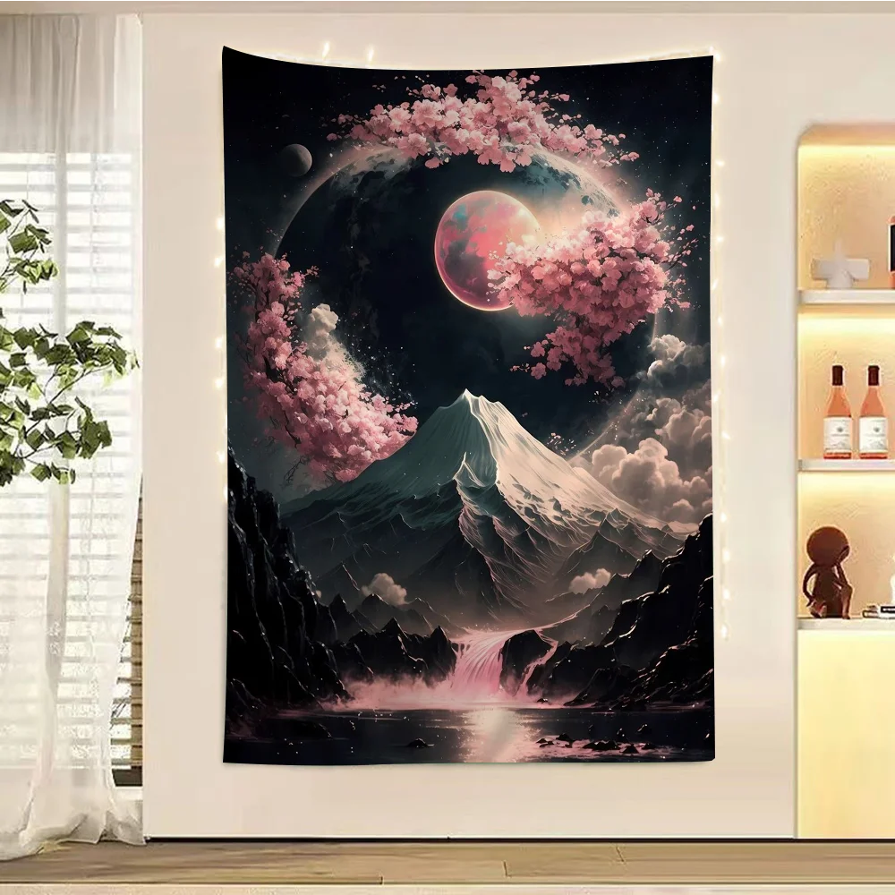 Cherry Blossom Japan Art Cartoon Tapestry Art Science Fiction Room Home Decor Wall Hanging Home Decor