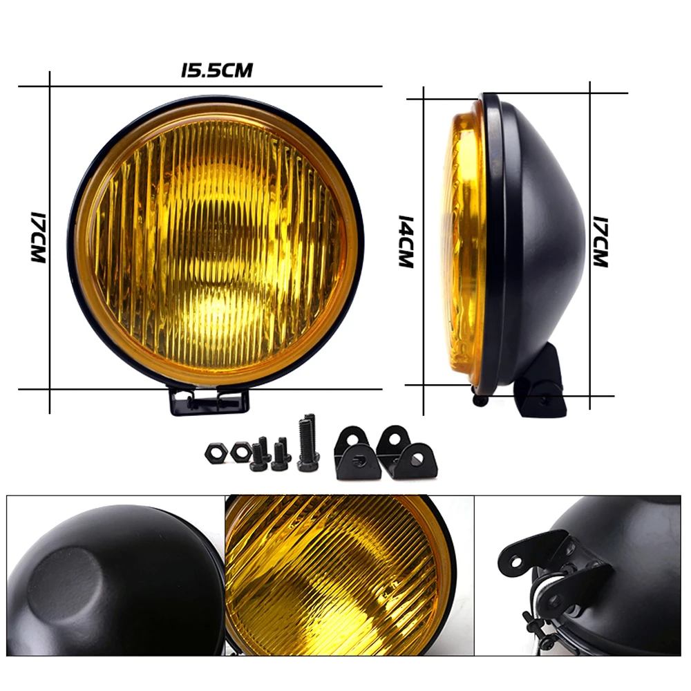HALOGEN 6 INCH 12V TRUCK HALOGEN SPORTLIGHT ROUND SUPER LIGHT H3 FOG LAMP-(YELLOW/WHITE)