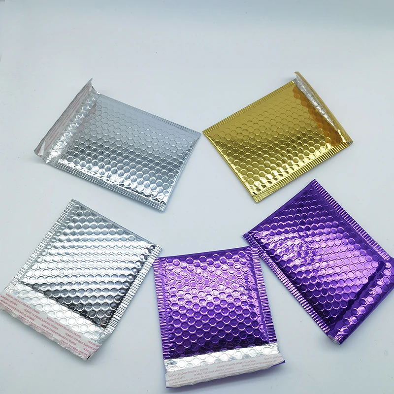 Imagem -03 - Hysen 30 Peças Envio de Embalagens Bolha Mailers para Embalagem de Presente Prata Ouro Roxo Preto Vermelho Mailer Bolsa Holográfico à Prova Impermeável Água