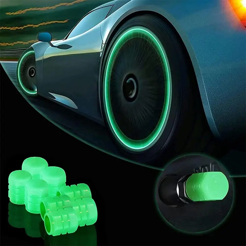 1/4/8pcs Split Car Luminous Tire Valve Caps Motorcycle Bicycle Wheel Tyre Hub Valve Stem Caps Night Riding Fluorescent Cap Decor