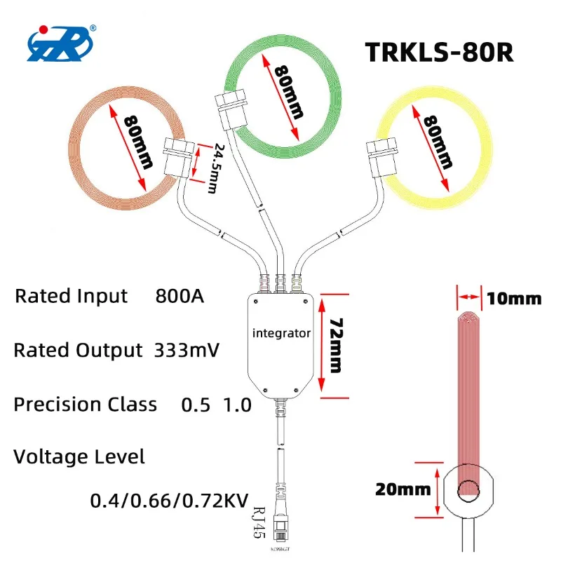 3 Phase with Integrator Current Measure Wide Current Sensor Measurement 2000A Input Rogowski Coil