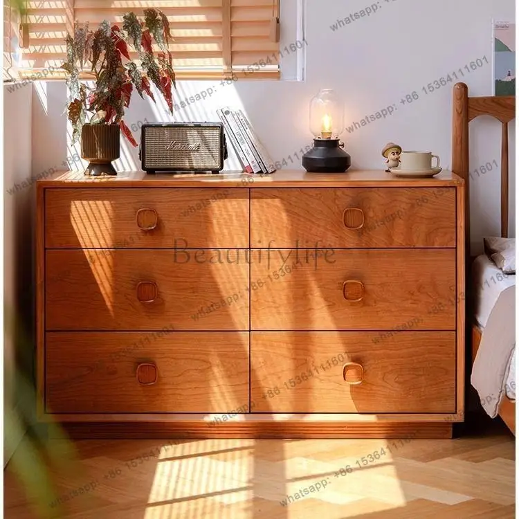 Solid wood bedroom wall locker Solid wood living room storage drawer cabinet