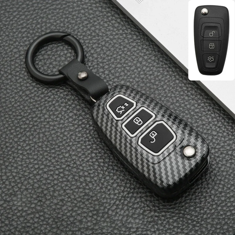 

Carbon Fiber ABS Silicone Car Key Cover Key Case For Ford Ranger C-Max S-Max Focus Galaxy Mondeo Transit Tourneo Custom