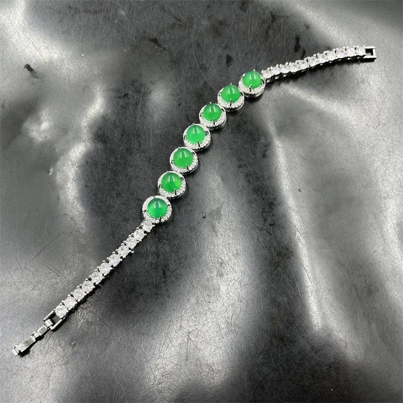 

Inlaid Chalcedony Exquisite Women'S Green Agate Bracelet