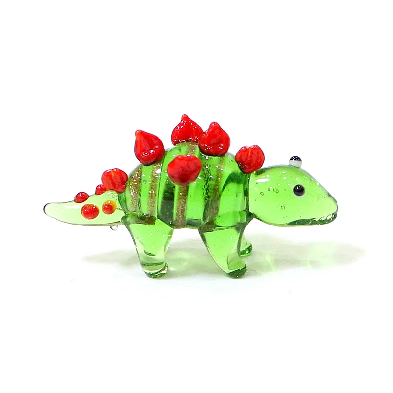 Cute Jurassic Dinosaur Tiny Glass Statue Ornaments Fairy Garden Children\'s Room Decor Stegosaurus Mini Figurines Gifts for Kids