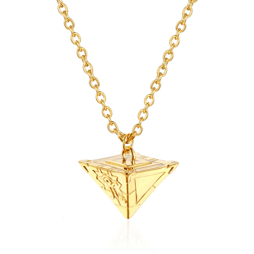 Stainless Steel Anime Millennium Puzzle Pyramid Cosplay Pendant Necklace Jewelry Gift