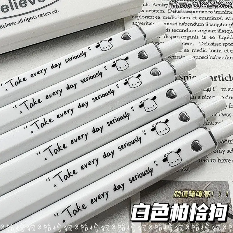 Sanrio Pochacco Neutral Pen Cute Kawaii Anime Student Cartoon Stationery Push Pen Homework Examination Signature Pen Girls Gifts