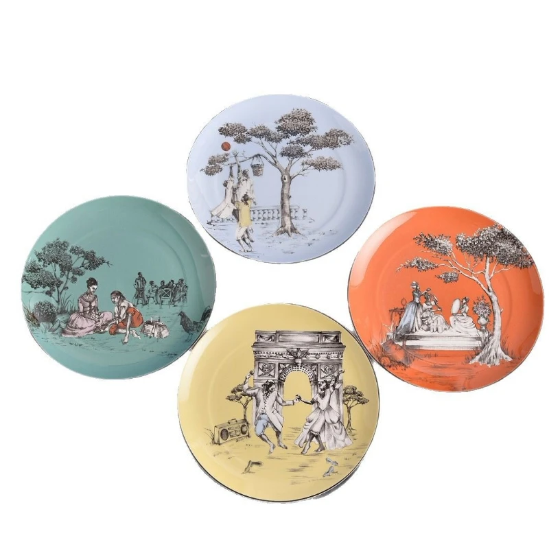 High-End Bone China Mug 4-Cup Set with Landscape Figure Flower Design Tea Cup Gift view 5