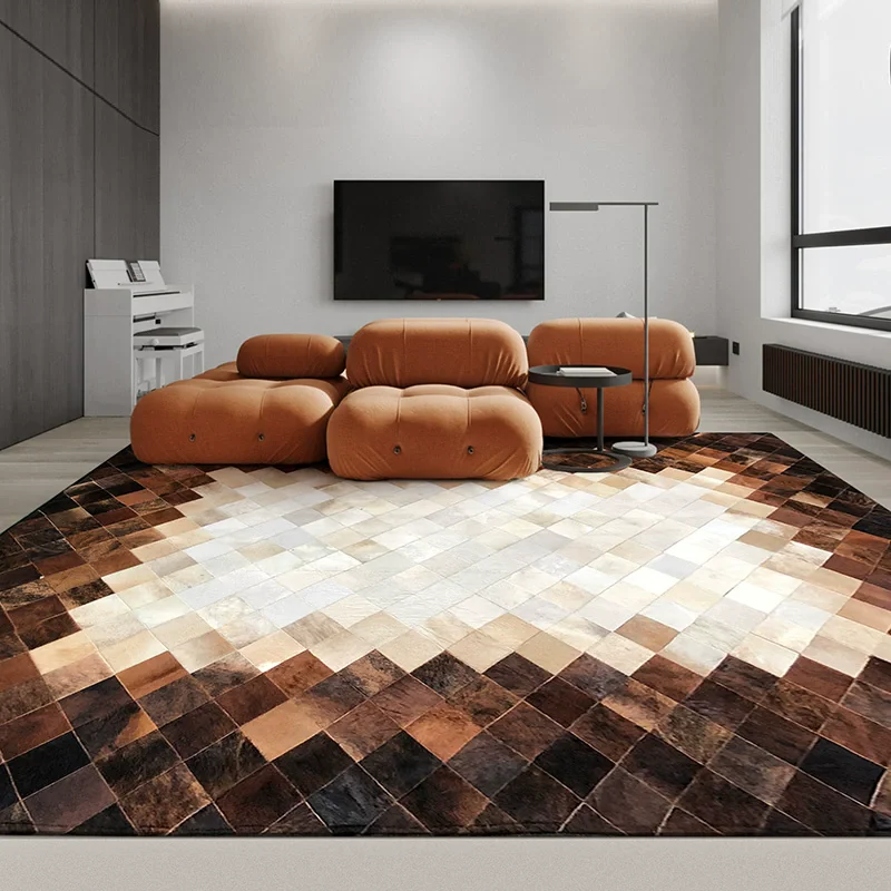 

Genuine Cowhide Carpet Living Room Handmade Splicing Bedroom Rug Customizable Size Office Floor Mat Home Sofa Table Area Rugs