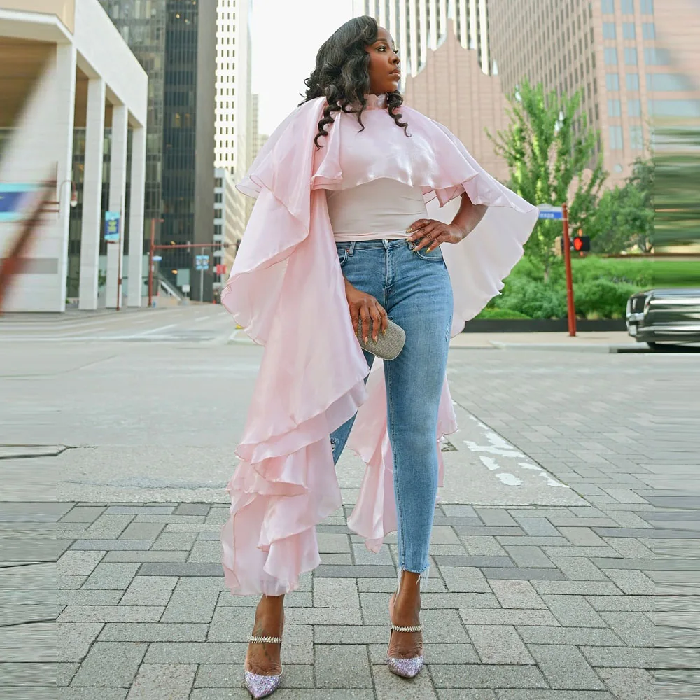 

Детское розовое пальто с пуговицами Oepn с длинными рукавами и высоким воротом, летнее праздничное пальто, удлиненная куртка на день рождения Aso Ebi