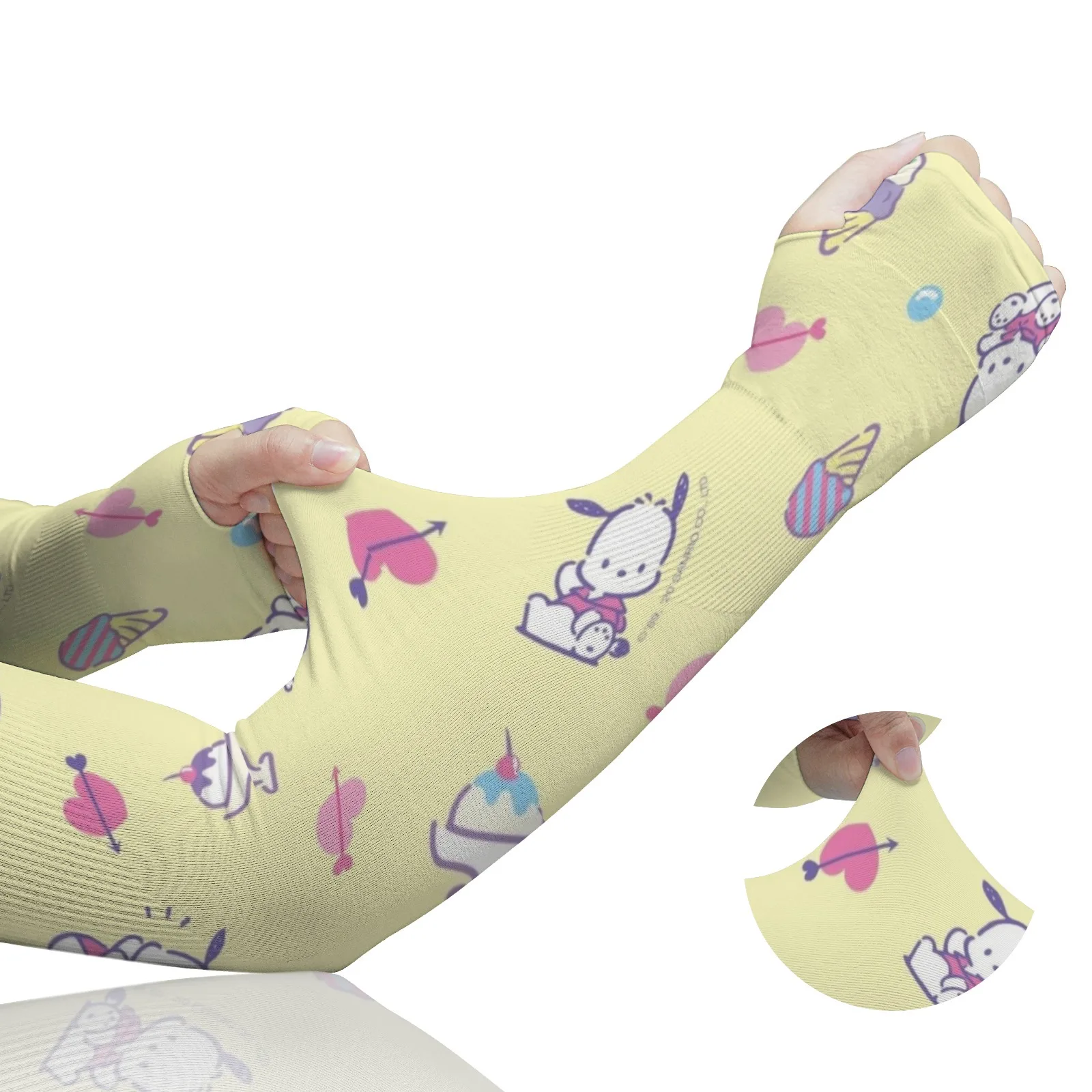 참신하고 귀여운 Pochacco 프린트 원예 팔 슬리브 - 야외 심기용 보호 자외선 차단, 가볍고 통기성