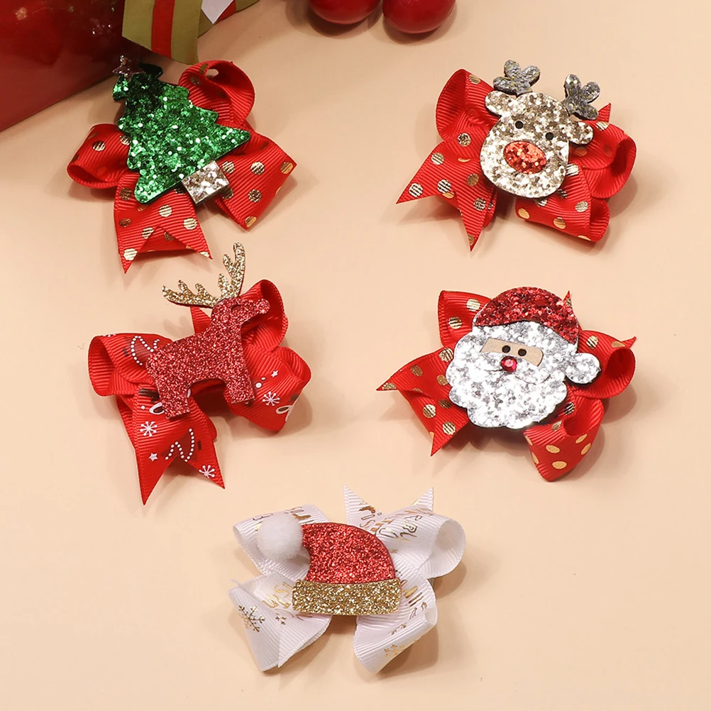 

Christmas Hair Bows Clip Hairpin Accessories for Holiday Metal Clips Modeling Cloth