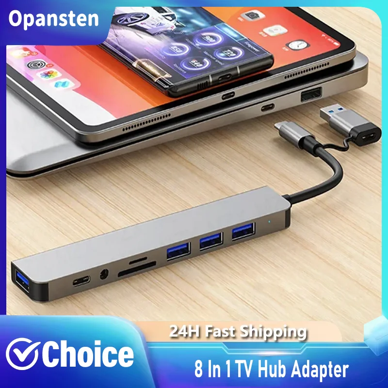 

8 в 1 порт USB C Расширитель USB 3 Концентратор Type-C Разветвитель Type C Док-станция Многопортовый адаптер USB-расширитель для телефона Xiaomi Планшет