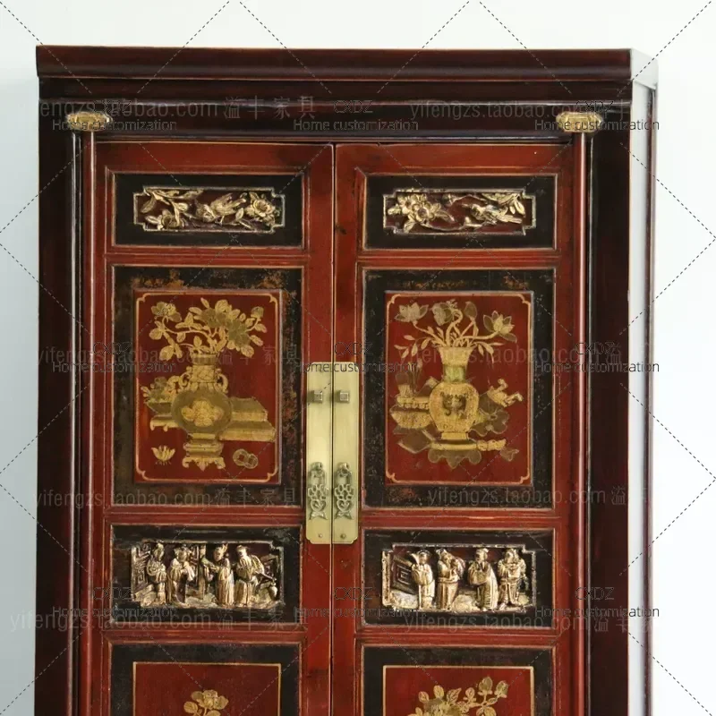 New Chinese Style Antique Bookcase Retro Simple Vertical Storage Cabinet for Living Room Bedroom Porch High Wardrobe Home