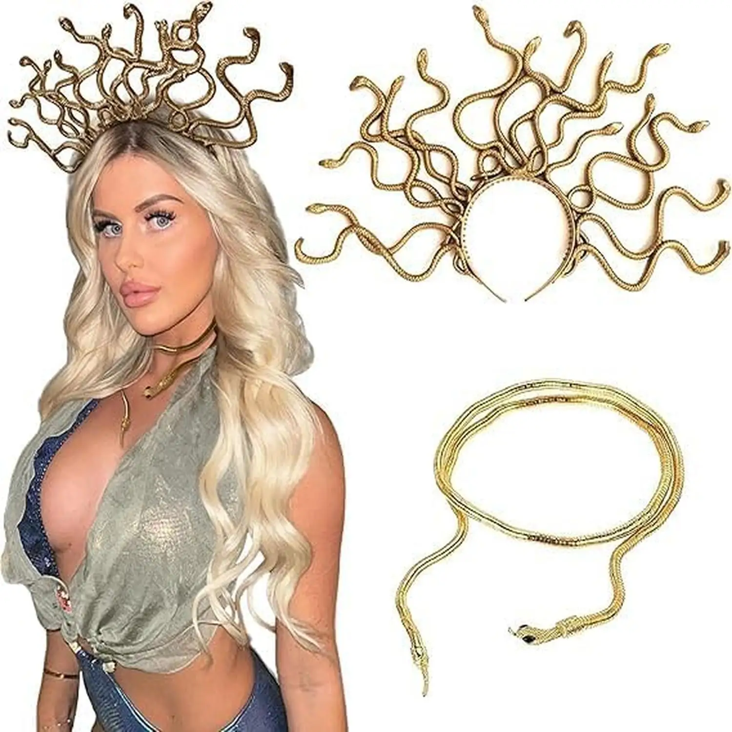 

LaVenty Medusa Headpiece Medusa Crown Gold Snake Headband Costume Accessories Goddess Women Halloween Christmas Party Costume