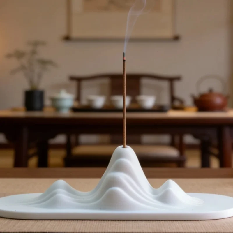 3D Printed Minimalist Mountain Incense Holder, Abstract Hill Shaped Incense Stand, Plastic Zen Desktop Decor