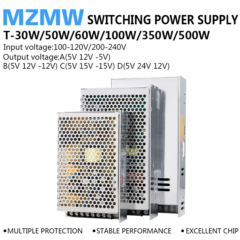 Triple Output Switching Power Supply 30W 50W 60W 100W 350W 500W AC/DC 5V 15V -15V 12V 24V Driver Transformer SMPS -A/B/C/D