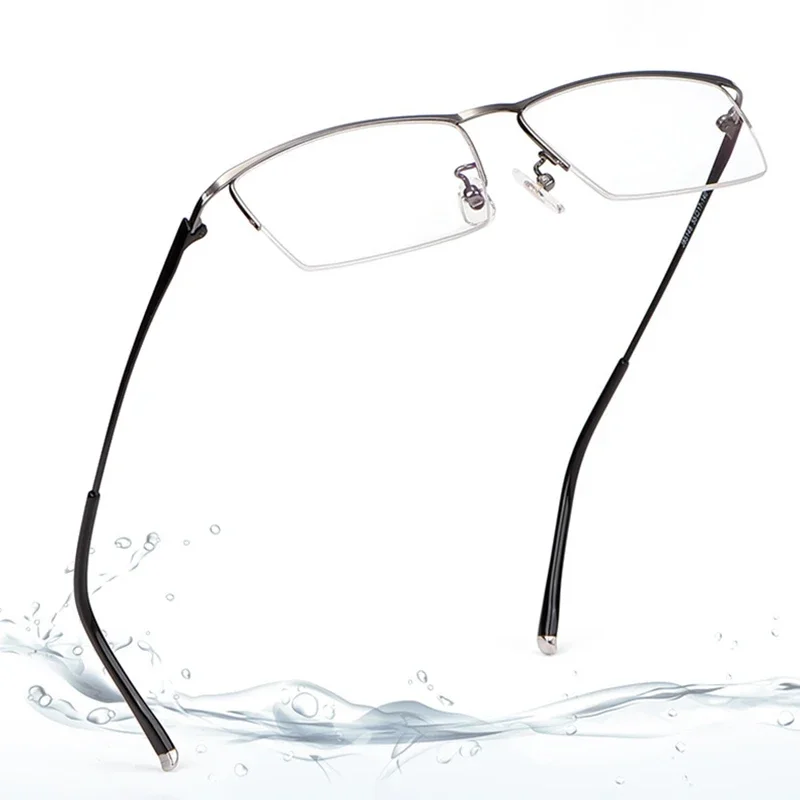 

Men Pure Titanium IP Electronic Plating High Quality Business Style Half Rimless Super Light Weighted Smooth Material