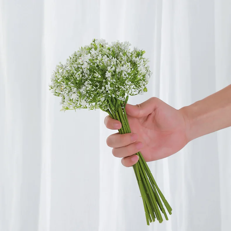 16 Stück künstliche Blumen weiß Gypsophila Hochzeit Brautstrauß Babysbreath künstliche Blumen für Vase Tischdekoration Blumen – Detail 7