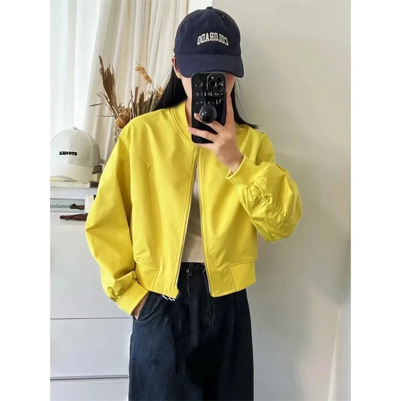 

Baseball Uniform Short Coat Women's 2025 Spring Autumn New Korean Jacket Fashion Loose Outwear Casual Joker Overcoat Ladies Tops