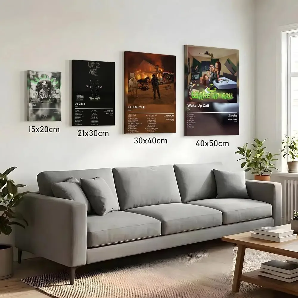 Y-Yeat Album Cover Rapper Painting Calligraphy HD Canvas Print Poster Wall Art | Optional Frame | Modern Hallway Decor