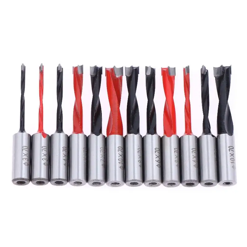 (.) New 2 Flute Drill Bits 70mm Length 10mm Shank Left/Right Row Drill Carbide Hole Opener Wood Alloy Tool
