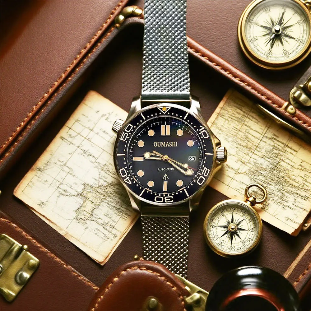 

Мужские часы 42 мм, механизм NH35, автоматические механические часы, сапфировое стекло, ремешок из нержавеющей стали, деловые часы в стиле ретро, часы по индивидуальному заказу