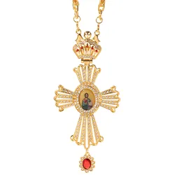 Pectoral Pendants Jesus Cross Orthodox Church Crucifix Religious Icon Byzantine Art Holy Cross For Priests Pendant Long Necklace