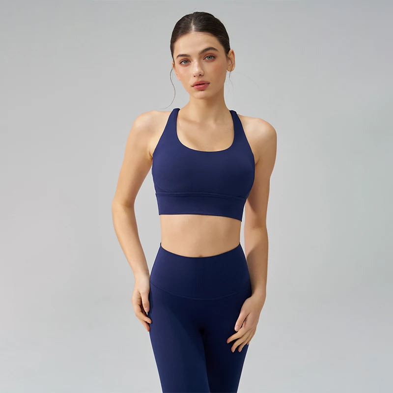 TRY TO BN Tops Sports Yoga Bras Women Backless Cross Back Shoulder Fitness Underwear Crop Tops Training Workout Bra Gym Clothing