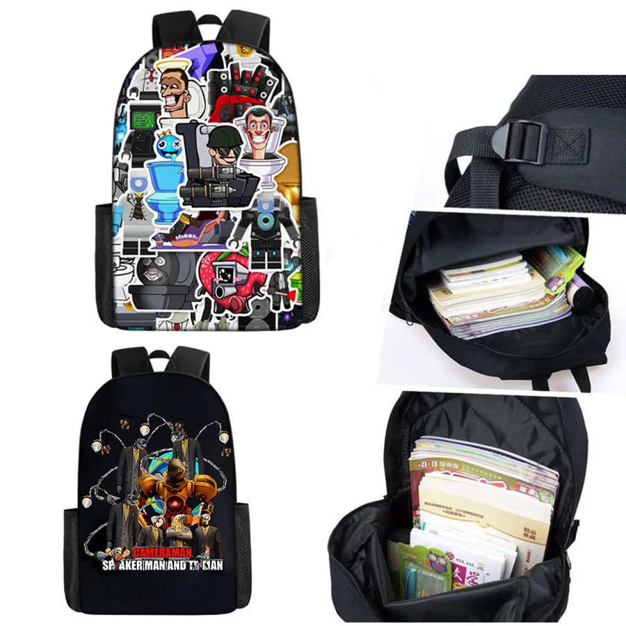 Skibidi Toilet Backpack For School Bag Titans Cameraman Lunch Box Skibidi Mochila Speaker Tv Man Woman Pencil Case Bookbag Kid