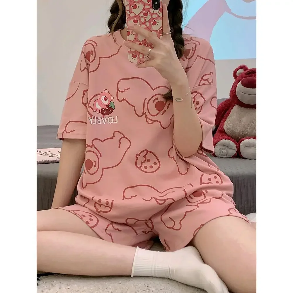 2024 New Summer Women's Pajamas 5XL Code Korean Style Short Sleeve Cartoon Cute Student Princess Homewear Sleepwear