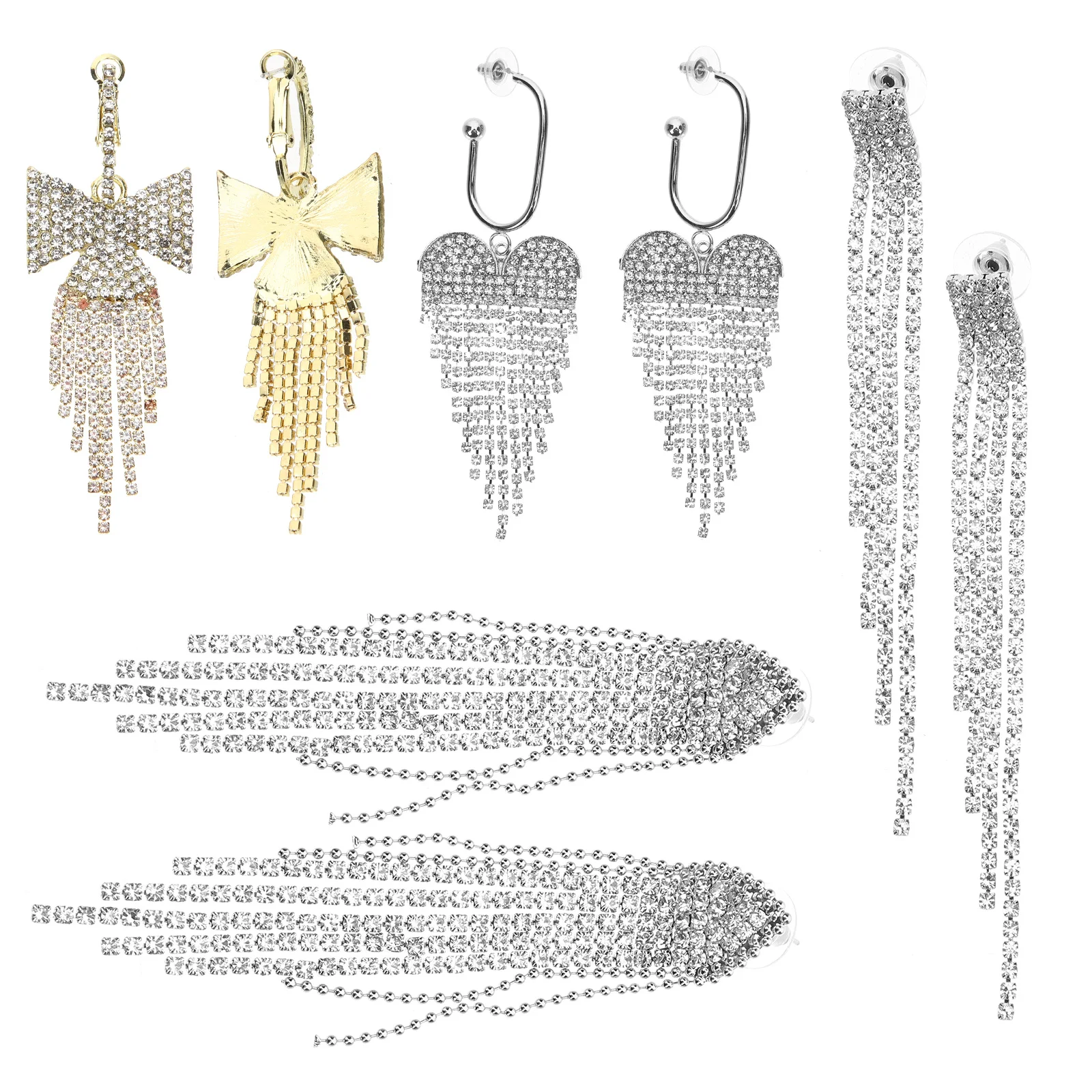 

4Pairs Rhinestone Chandelier Tassel Earrings Dangle Sparkly Earrings for Wedding Party Prom Women Drop Earrings,