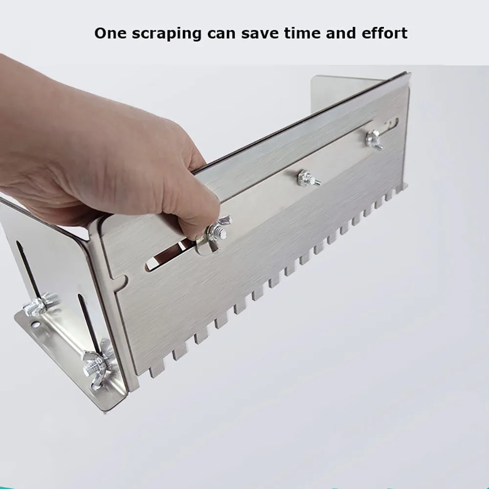 床に接着剤を迅速かつ均一に塗布するための、400～800mm調整可能なノッチ付きこてモルタルコーム