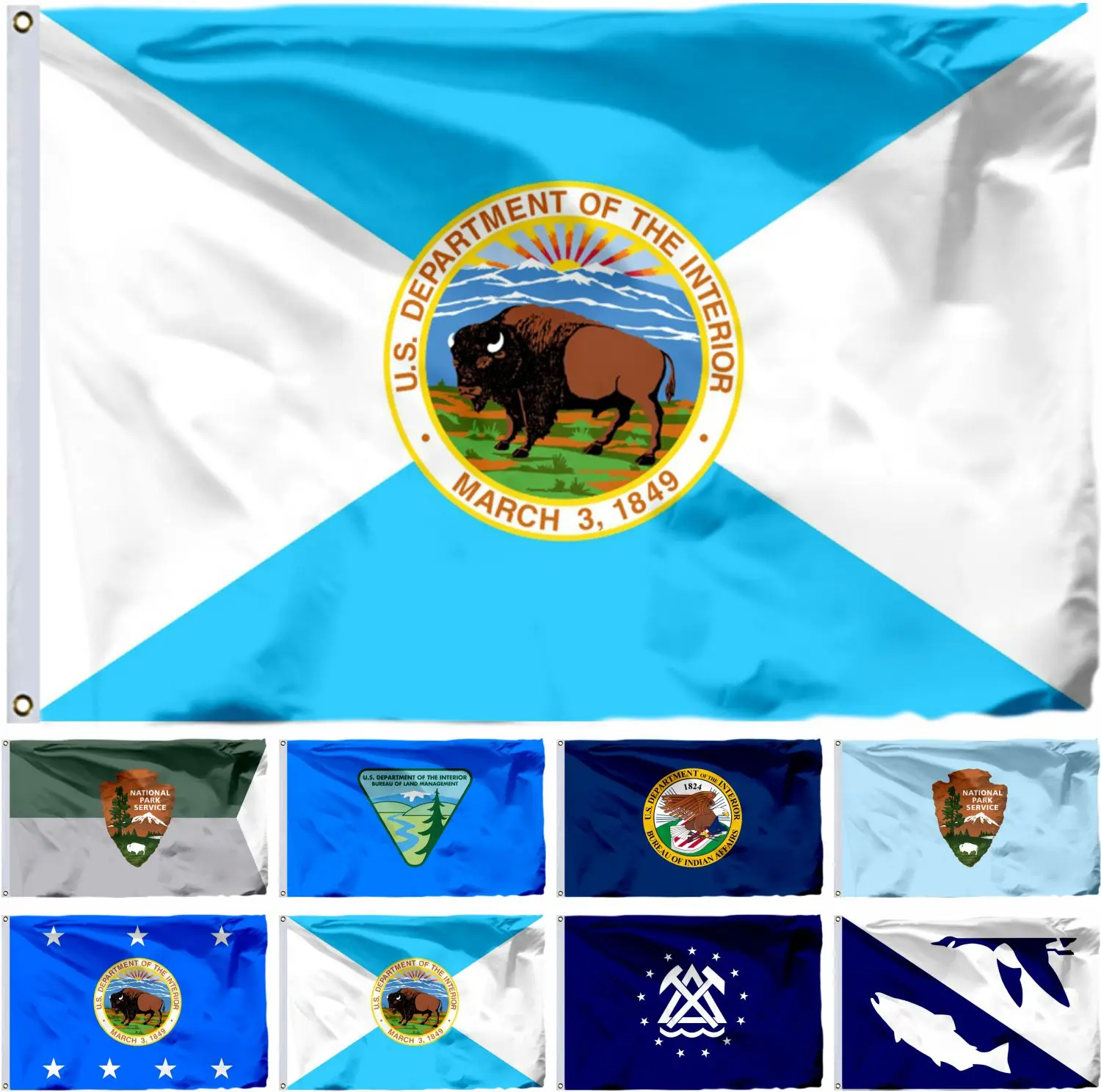 USA Department Interior Flag 90x150cm 3x5ft US United States Fish Wildlife Service Flags and National Park Service Banners