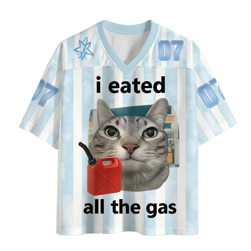 New Sports Mesh Jersey,QuickDrying Sports Short Sleeved Jersey,Upgraded Fabric,Mesh Knitted Fabric,Cute Cat Emoji Pack,Y2K Trend